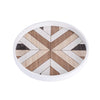 White Serving Tray With Wooden Patterned Inlay