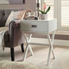 Modern Sleek White End Table with Classic X-Style Legs