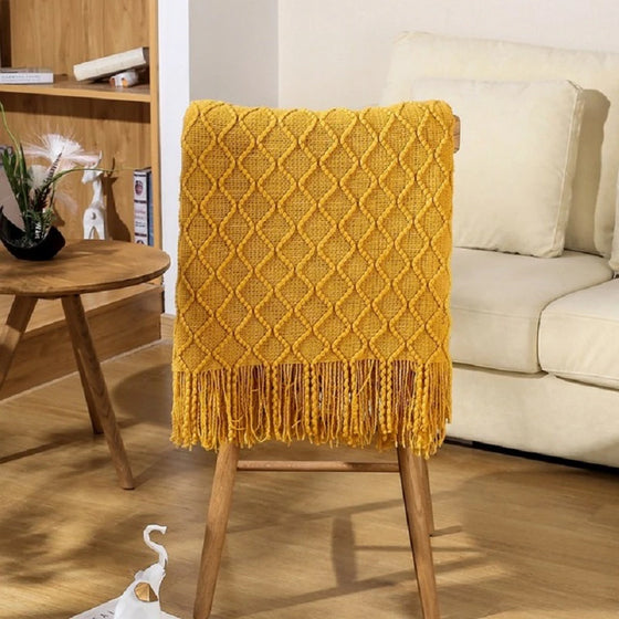 Knitted Diamond Patterned Throw Blanket