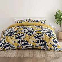  Navy and Yellow Botanical Patterned Duvet Cover Set | Available in King and Queen Sizes