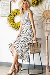 White Smocked Sleeveless Leopard Print Dress