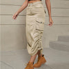 Women's Long Cargo Skirt in Green, Black, or Khaki