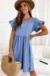 Sky Blue Pleated Dress