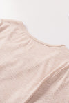 Blush Pink Ribbed Cut Out V Neck T Shirt | Available in Black