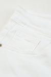 White Frayed Distressed Denim Shorts