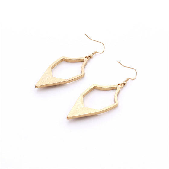 Geometric Stone Pendant Earrings in Gold Plating