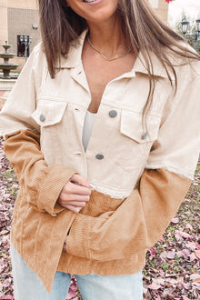  Two Toned Colorblock Corduroy Jacket