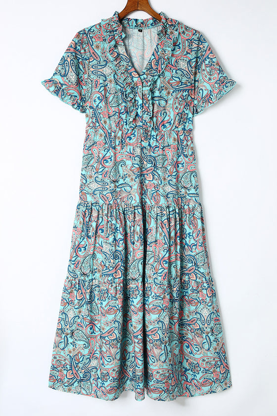 Sky Blue Paisley Maxi Dress