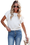 White Knitted Casual Short Sleeve Top