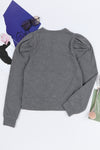 Pink Vintage Washed Puff Sleeve Sweatshirt | Also Available in Green