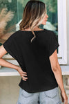 Black Solid Color Cowl Neck Tee