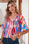 Multicolor Watercolor Abstract Design Blouse