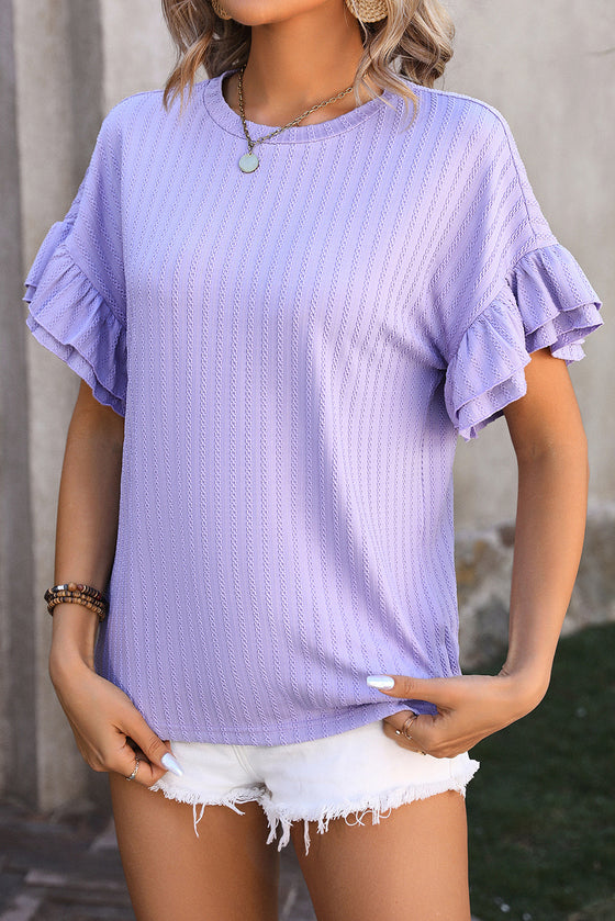 Layered Ruffle Sleeve Textured Blouse | Available in 3 Colors