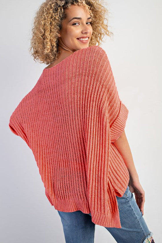 Salmon Colored Baggy Knit Top