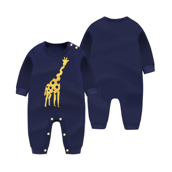 Navy Baby Jumpsuit with Vinal Giraffe Print