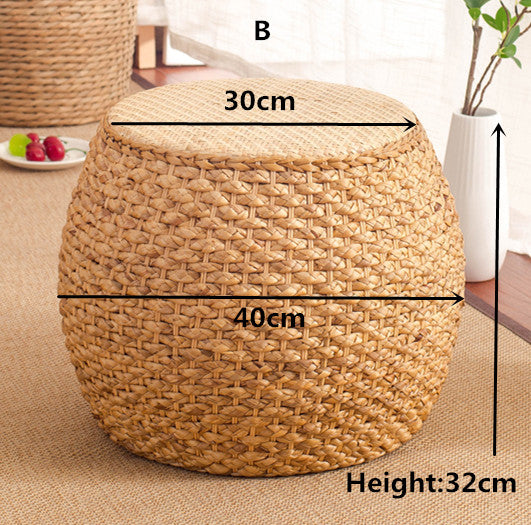 Handwoven Rattan Ottoman | Available in 4 Sizes