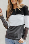 Color Block Ribbed Lace Crochet Sleeves Shirt for Women | Available in 2 Colors