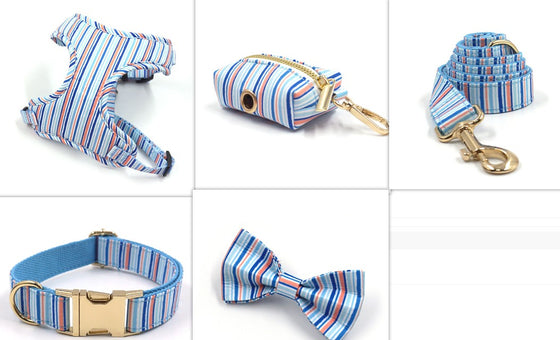 Striped Dog Collar, Leash, and Vest Set | Available in Other Colors and Sizes