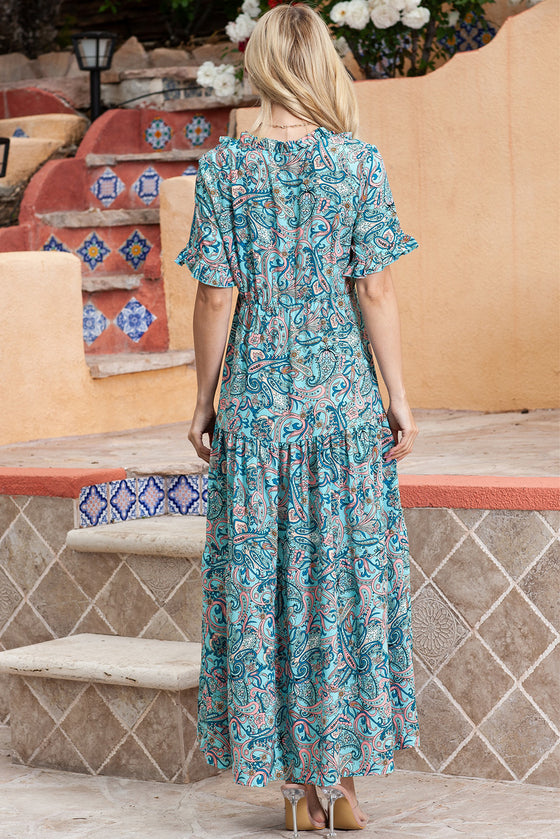 Sky Blue Paisley Maxi Dress