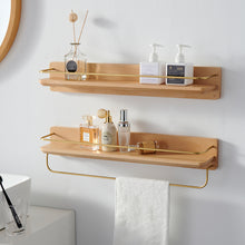  Modern Bathroom Floating Shelf with Brass Railing and Towel Rack