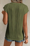 Jungle Green Wavy Textured Cap Sleeve Top | Available in 4 Colors