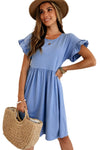 Sky Blue Pleated Dress