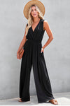 Green Pocketed Pleated Wide Leg Jumpsuit | Available in 2 Colors