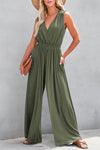 Green Pocketed Pleated Wide Leg Jumpsuit | Available in 2 Colors