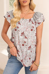 Apricot Pink Floral Print Ruffle Sleeve Blouse | Available in 2 Colors