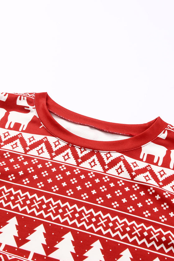 Red Christmas Tree Reindeer Pullover & Pants Loungewear Set