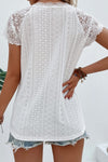 White V Neck Lace Eyelet Blouse