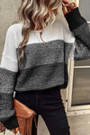 Pickle Green Color Block Drop Shoulder Ribbed Trim Sweater | Available in Other Colors