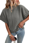 Medium Grey Mock Neck Batwing Sleeve Knit Sweater | Available in 4 Colors