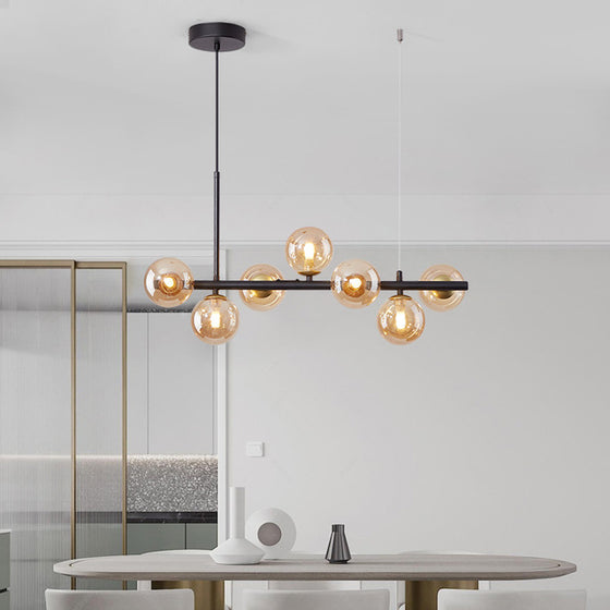 Minimalist Long Glass Orb Chandelier