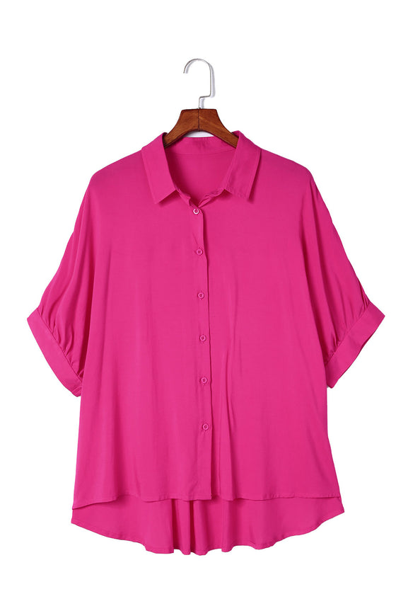 Pink Casual Dolman Oversize Blouse