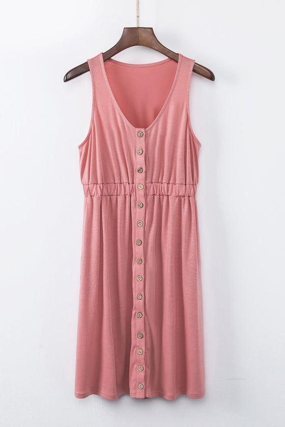 Sleeveless Button Front Short Basics Dress | Available in 3 Colors