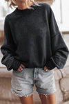 Red Drop Shoulder Crewneck Washed Pullover Sweatshirt