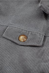 Khaki Ribbed Corduroy Long Sleeve Jacket with Pocket