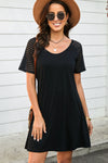 Black Casual Raglan Sleeve Basic Dress for Women