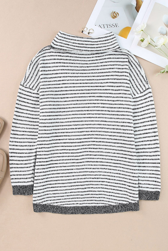 Gray Striped Turtleneck Oversized Sweater | Available in 4 Colors