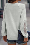 Gray V-Neck Embroidered Long Sleeve Top | Also Available in Green