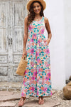 Multicolor Floral Printed Round Neck Sleeveless Maxi Dress