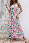 Multicolor Floral Printed Round Neck Sleeveless Maxi Dress