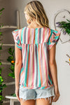 Striped Keyhole Sleeve Blouse | Available in 2 Patterns