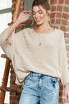 Apricot Solid Color Ribbed Knit 3/4 Sleeve Pullover Sweater | Available in 5 sizes