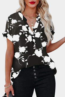  Floral Printed V Neck Short Sleeve Blouse | Available in 3 Colors