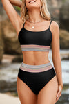 Sky Blue Striped Patchwork Bikini Set | Available in 3 colors