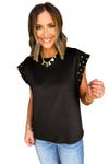 Black Rivet Round Neck T Shirt