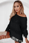 Khaki Boho Fringe Tasseled Knitted Sweater | Available in 3 Colors