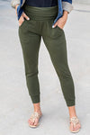 Green High Waist Pleated Casual Pocket Leggings | Available in 3 Colors